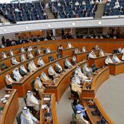 Kuwaiti legislators attend a parliamentary session at the National Assembly building in Kuwait City, Kuwait, on Oct. 20, 2020. 