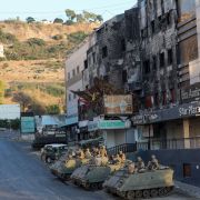A photo shows Lebanese soldiers stationed in armored vehicles amid clashes in Khalde on Aug 1, 2021. A photo shows Lebanese soldiers stationed in armored vehicles amid clashes in Khalde on Aug 1, 2021.