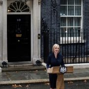 U.K. Prime Minister Liz Truss delivers a speech outside 10 Downing Street, central London, on Sept. 6, 2022. 