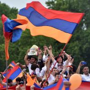 Armenian Prime Minister Nikol Pashinian has reiterated his desire to maintain close ties with Russia, but that has not stopped a rift from forming. Supporters of Armenian Nikol Pashinian celebrate in Yerevan's Republic Square on May 8, 2018. Pashinian would go on to become prime minister.