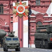 An intercontinental ballistic missile launcher and an armored vehicle are displayed during a military parade in Moscow, Russia, on June 24, 2020, to commemorate the 75th anniversary of Russia’s victory in World War II. An intercontinental ballistic missile launcher and an armored vehicle are displayed during a military parade in Moscow, Russia, on June 24, 2020, to commemorate the 75th anniversary of Russia’s victory in World War II.