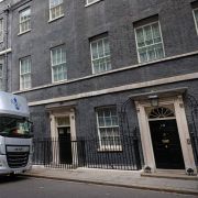 A moving van at No. 10 Downing Street, the official residence of the prime minister of the United Kingdom, on Sept. 2, 2022, in central London.