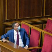 Ukraine's new central bank chief, Kyrylo Shevchenko, wears a face mask as he watches lawmakers vote on his candidacy during a parliamentary session on July 16, 2020. Ukraine's new central bank chief, Kyrylo Shevchenko, wears a face mask as he watches lawmakers vote on his candidacy during a parliamentary session on July 16, 2020.