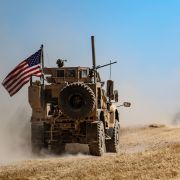 A U.S. military convoy patrols a Syrian village along the Turkish border on Sept. 8, 2019. A U.S. military convoy patrols a Syrian village along the Turkish border on Sept. 8, 2019.