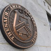 The seal U.S. Treasury Department is seen on March 27, 2020, in Washington D.C. The seal U.S. Treasury Department is seen on March 27, 2020, in Washington D.C.