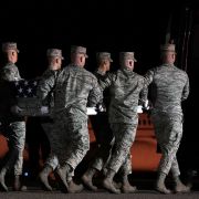More than 4,500 American service members have been killed in Iraq since the U.S. invasion in 2003. Security issues and conditions in Iraq will dictate whether U.S. forces will remain and, if so, what will be their size and mission. In this March 18, 2018, file image, members of the U.S. Air Force carry the flag-draped transfer case holding the remains of Air Force Master Sgt. Christopher Raguso of Commack, New York, at Dover Air Force Base in Delaware. Raguso was killed in a helicopter crash in western Iraq.
